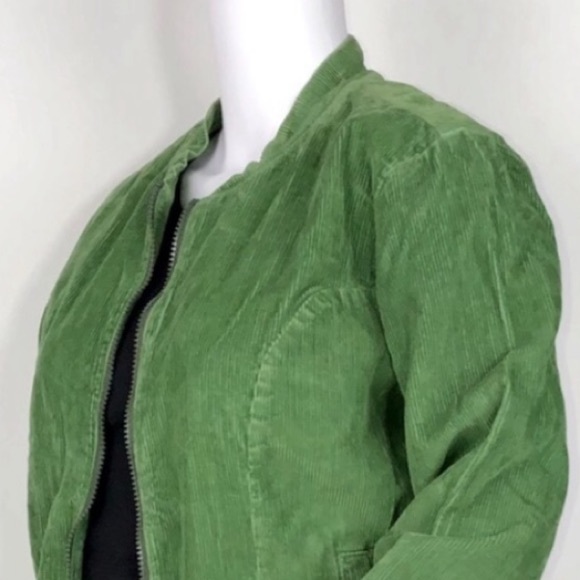 4 Funky Flavours Green 100% Cotton Corduroy ZIP Up Jacket with Side Pockets SzS - Picture 9 of 16